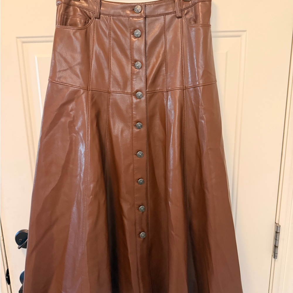 Cinq a Cept Veena Vegan Leather Midi Skirt